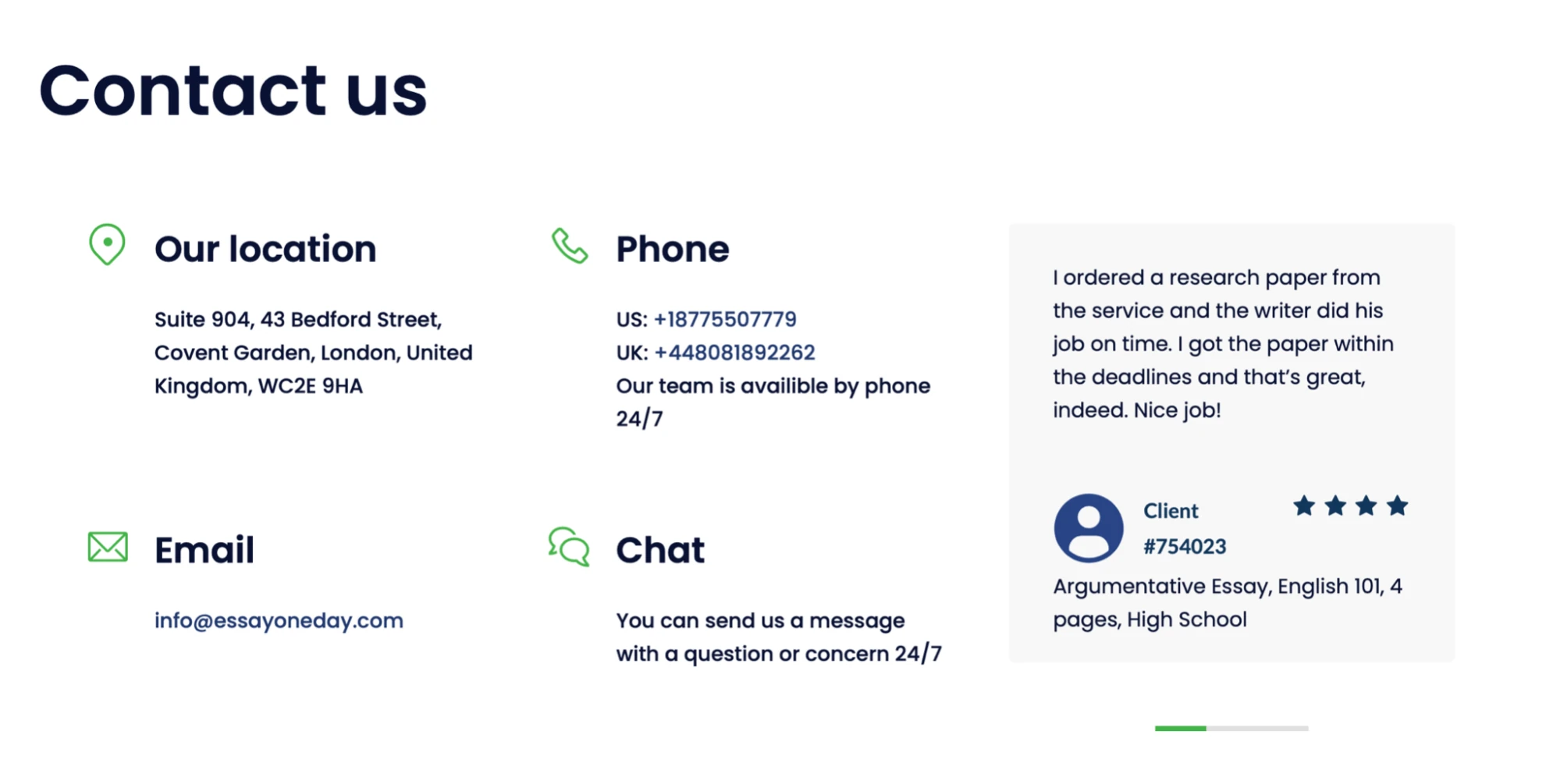EssayOneDay customer support